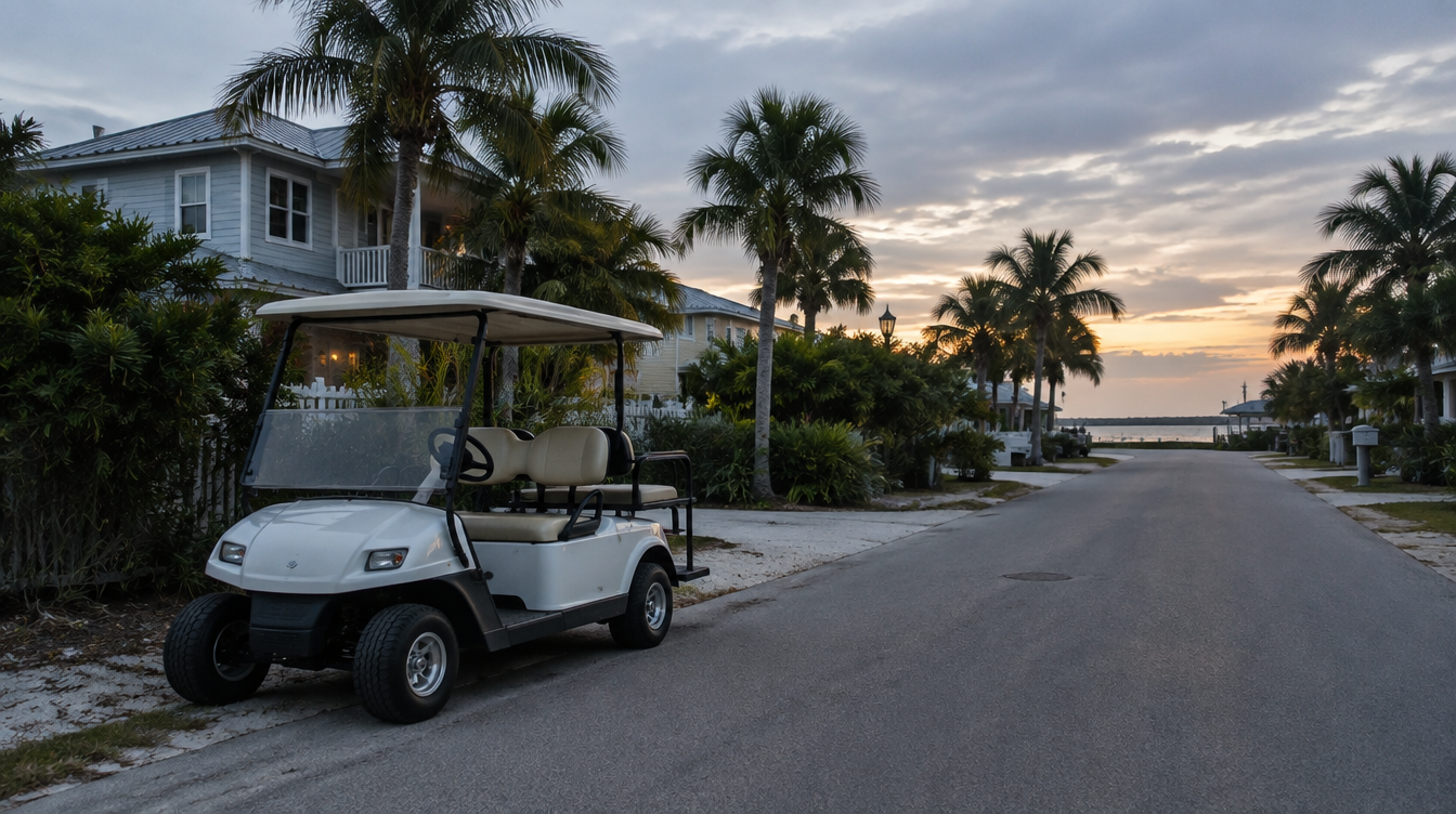 Golf cart on a Sarasota neighborhood street